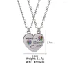 Pendant Necklaces Mama Mama's Mimi Heart Puzzle Necklace Set For 2 With Color Crystal Choker Family Mom Mother's Day