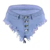 Kvinnors shorts Kvinnor Sexig jeans -knapp FLY TASSEL Triangel Micro Denim för mode Y2K Streetwear 230601