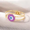 S3712 Cuivre Plaqué Or Sables Mouvants Émail Evil Eye Bracelet Bracelet Pour Femmes Yeux Bleus Bracelets