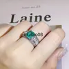 Bandringe 2022 NEUE Mode Smaragd Prinzessin Paraiba Paare Ring Für Frauen Doppel Voller Diamant Kristall Verlobung Jahrestag Geschenk Schmuck J230602