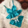 Womens Sleepwear Women Sexy Underwear Set VNeck Bowknot Shorts Stain Camisole Gift Fast Delivery 2 Pieces Femme Clothes Home 230601
