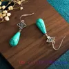 Dangle Earrings Turquoise Water Drop Natural Gift Chinese Talismans Jade Stone Jewelry Designer Gifts 925 Silver Women Jadeite Amulets