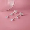 Stud Romantic Cherry Blossoms Flower Tassel Earring For Women Sweet Pink Tulip Pearl Zircon Trend Wedding Jewelry