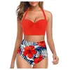 Women's Swimwear JAYCOSIN High Waist Swimsuit 2023 Push Up Halter Sexy Bikini Set Women Tankini Summer Female Bathing Suit Wholesale