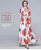 Casual Dresses Summer Autumn Runway Women's Long Sleeve Maxi Floral Print Dress Chiffon Red Flower White Bohemian Floor Length