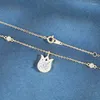 Chaînes Sélection brillante Collier en argent sterling S925 Une chaîne de clavicule en diamant Moissan Filet simple et polyvalent