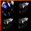 New 1 Pcs Red Yellow Blue Green and White 12V with LED Light Self Locking Reset Waterproof Metal Button Switch Interior Accessories