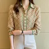 Kadın Bluzlar Moda zincirli baskı bayan gömlek İlkbahar Sonbahar Uzun Kollu Gömlek Bluz Mujer Tops