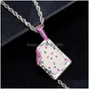 Pendant Necklaces Fashion Hip Hop Bling Cz Ice Cream Iced Out Cubic Zircon Pendants Jewelry Charm Collier Rapper Punk Party Gifts Fo Dh7Gs