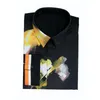 Camisa Masculina Manga Comprida Moda Design Impresso Mens Black Slim Dress Shirts Casual Elegante Camisa de Algodão Chemise Homme