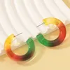 Boucles d'oreilles créoles UJBOX vente en gros en vrac cercle géométrique dégradé coloré résine acrylique pour les femmes