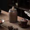 Bottiglie di stoccaggio Vaso da tè in ceramica fatto a mano Stile giapponese Bottiglia di spezie retrò Zucchero di lusso Chicchi di caffè Contenitore da cucina