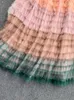 Robes tigena gradient arc-en-ciel jupe longue femme 2022 spring coréen mignon belle taille haute maxi tutu tulle tulle jupe femelle