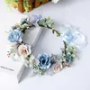 Decorative Flowers Artificial Flower Wreath Bride Women Crown Hair Band Wedding Floral Headband Garland Ribbon Girl Accessories