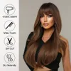 Perucas Sintéticas Preto Marrom Ombré com Franja Longo Natural Cabelo Ondulado Peruca de Uso Diário Resistente ao Calor Cosplay para Mulheres 230602