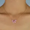 Catene Cz Farfalla Collana con ciondolo per le donne Carino bellissimo animale Design Ambra Pinky Collane bianche