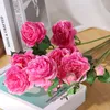 Decorative Flowers 3 Heads Peony Artificial Vintage Bouquet Fake Flower Wedding Bride Holding Home Table Centerpiece Decoration