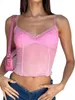 Blusa feminina sexy com decote em V e patchwork sem mangas.