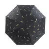 창조적 인 깃털 검은 접착제 태양 우산을 만난 물 개화 맑은 우산 접이식 태양 보호 우산