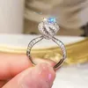 Cluster Rings AU750 White Gold Ring Round Mosan Diamond D Color VVS Wedding Engagement Anniversary Party Valentines Gift