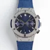 Orologio da lavoro casual 42mm Quadrante blu Quadrante con diamanti Orologi da uomo alla moda Movimento elettronico Orologio da polso al quarzo Cinturino in pelle Orologi da polso di design Orologi di lusso