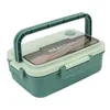 Ensembles de vaisselle 1000/1500 ml micro-ondes boîte à lunch en plastique résistant à la chaleur Bento conteneurs portables avec cuillère à baguettes pour les étudiants