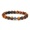 Perles Hommes Croix Noir Lave Bracelets Naturel Oeil De Tigre Pierre Onyx Méditation En Bois Perle Bracelet Bracelet Femmes Yoga Bijoux Drop Del Dhi6Y