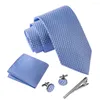 Fliegen Ikepeibao Männer Schwarz Weiß DotNecktie Sets mit Hankie Metall Manschettenknöpfe Clip Set Formale Kleidung Geometrische Hombre Leistung Krawatte