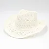 Wide Brim Hats Floppy Solid Color Beach Sun For Women Outdoor Hollow Out Breathable Fashionable Straw Hat Boho Visor