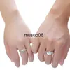 Band Rings Luxury AAA Zircon Couple Paired Rings For Women Men Flower Crown Proposal Promise Adjustable Rings Wedding Anniversary Jewelry J230602