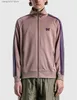 Giacche da uomo 2023 Taupe Needles Track Jacket Uomo Donna Maglia viola Stripe Poly Smooth Needles Giacche Butterfly Sport Coat T230602