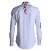 Neue Männer Hemd Luxus Plum Blossom Stickerei Langarm Herren Hemden Schwarz Weiß Slim Fit Herren Hemden Plus Größe 4XL