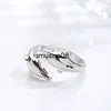 Band Rings Simple Fashion Silver Color Feather Dolphin Adjustable Ring Exquisite Jewelry Ring For Women Party Wedding Engagement Gift J230602