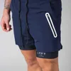 Shorts 2017 Sommerlauf-Fitness-Fitness-Fitness-Training Fast Dry Bodybuilding Athlet Herren 2-in-1 Marine Blue Freizeit Sprint P230602