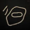 Choker Y.ying Hip Hop Box Cubic 5x7mm Zirconia Gold Plated Necklace Armband örhängen