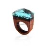 Cluster Rings Trendy Resin Wood Wood Rose Blooming Secret Forest Miniature Worlds Inside Ring For Women Finger Jewelry Drop Delivery Dhmjj