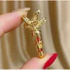 Pins Brooches Women's fashion red crystal cute carrot women's luxury gold colored zircon enamel alloy plant brooch safety pin G230529