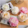 Couronnes De Fleurs Décoratives 10 Pcs / Lot Artificielle Pivoine Tête De Fleur Fête De Noël Décoration Diy Soie Mur Fond Déco Dhzog