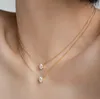 High End 18K Gold PVD Dainty Waterdrop Oval Zirconia Stainless steel Pendant Necklace Fashion Jewelry