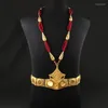 Серьги ожерелья устанавливают женские ювелирные украшения Алжир Свадебная длинная бусинка цепь грудной клет