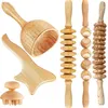 Produits outil de massage corporel en bois kit de madérothérapie masseur en bois rouleau gua sha rouleau manuel en bois pour massage réductrice du corps complet
