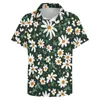 Men's Casual Shirts Elegant Daisy Beach Shirt White Flower Print Hawaiian Male Y2K Blouses Short Sleeve Graphic Clothing Plus Size