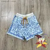 Mäns shorts Blue Rhude Jacquard Drawstring Shorts Män kvinnor gula stickade shorts T230602