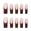 False Nails 24pcs/set frenchnude pink exrica long square headフルカバー人工ネイルデコレーションアートのヒントプレスオンオン