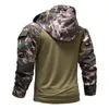 American men outdoor elastic splicing detachable hooded black work camouflage jacket