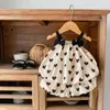 衣料品セット夏の赤ちゃん綿のノースリーブボウハートダブルレイヤーアプリコットストラップトップローブパンツ2ピースセット
