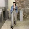 Vestes pour femmes Deeptown Style coréen Y2k bleu veste en jean recadrée femmes Harajuku mode Streetwear Vintage surdimensionné à manches longues hauts