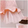 Robes Robes de fille Childrens Jupe décontractée rose Marque de concepteur de luxe Robe de mode Filles Net Yarn ShortSleeved Princess for Kids Q0716