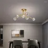 Lustres nórdicos modernos simples luz de luxo cristal lâmpada de teto para sala de estar jantar quarto iluminação criativa lâmpadas decorativas