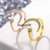 Bandringe DE Neue Mode Kristall Ring Mond Stern Dazzling Offene Fingerringe für Frauen Mädchen Hochzeit Verlobung Schmuck Geschenk J230602